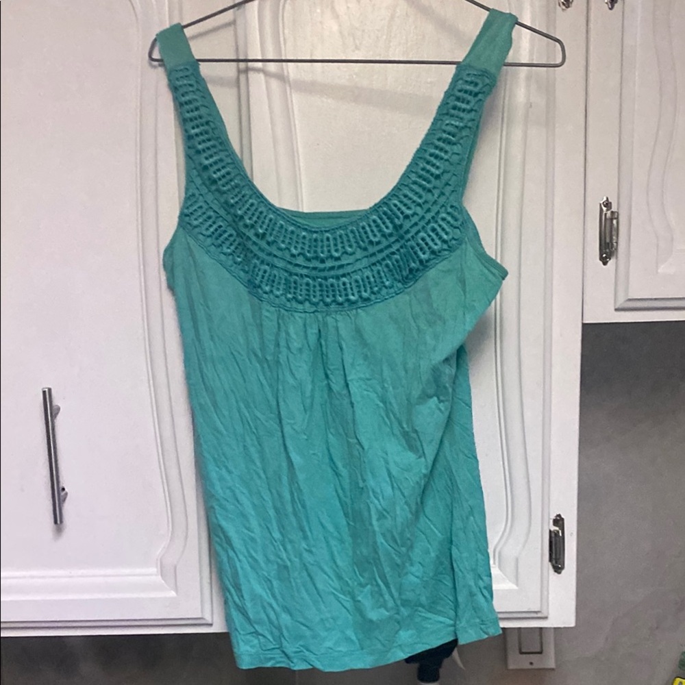 Source Unknown Blue Smocked Sleeveless Tank Top